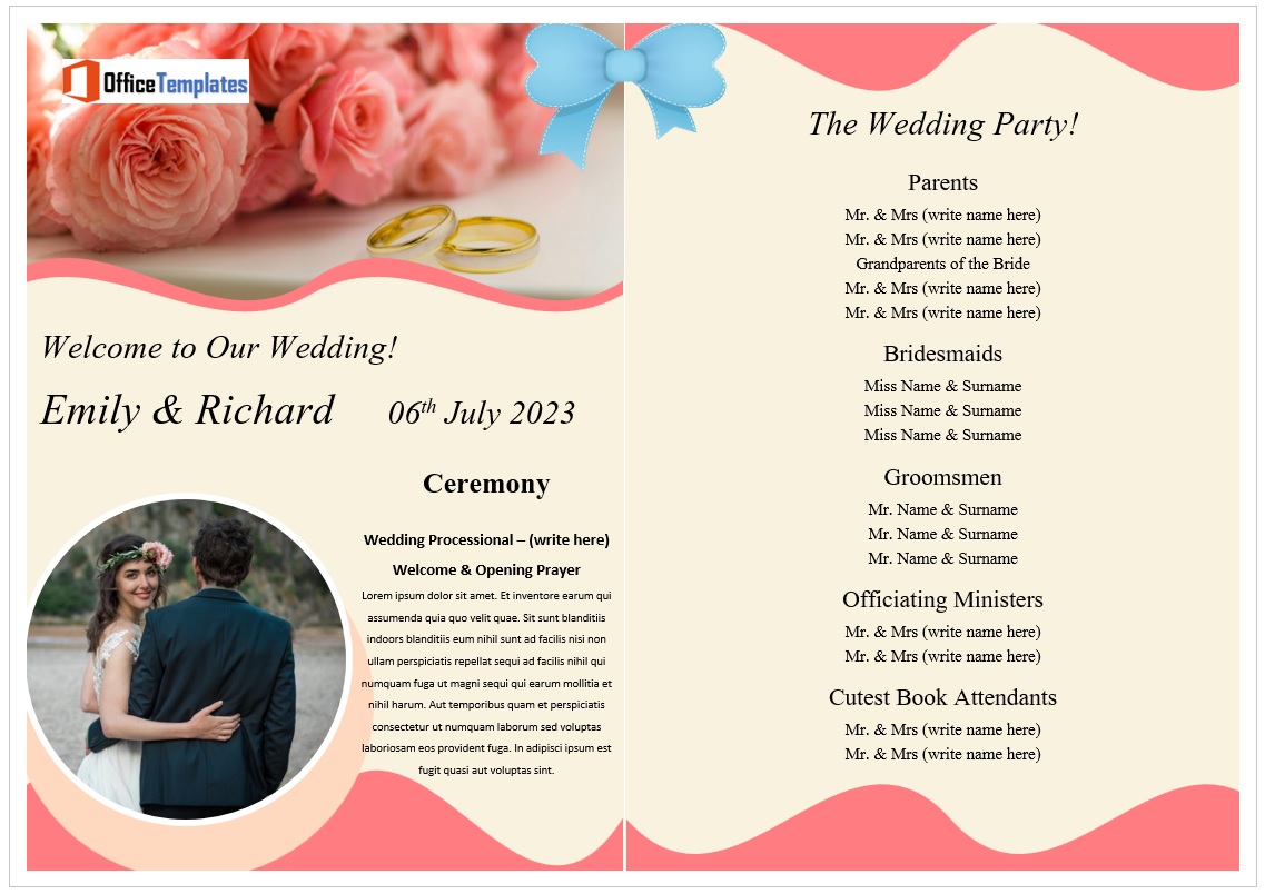 Sample of Wedding Party Brochure Template