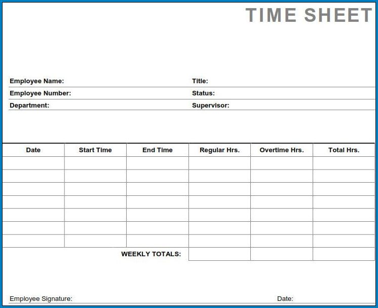 Free Printable Weekly Employee Timesheet Template Templateral