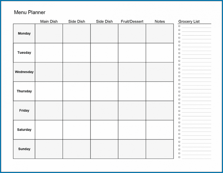 √ Free Printable Weekly Meal Planner Template