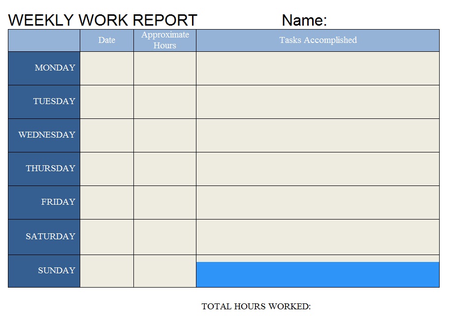 Sample of Weekly Telework Log Template