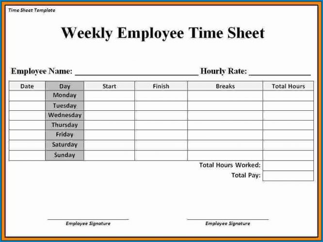 √ Free Printable Weekly Timesheet Template For Excel