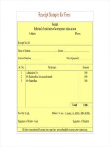 School Fee Book Format Template