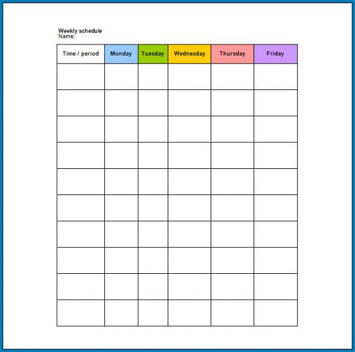 √ Free Printable School Timetable Template