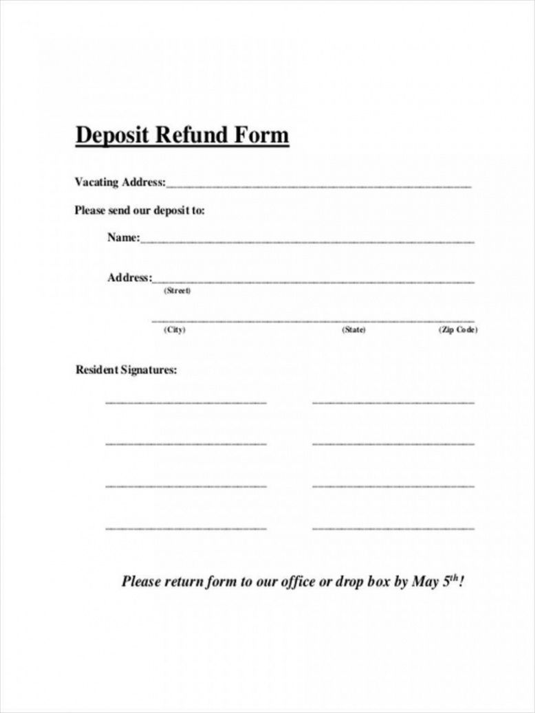 Security Deposit Refund Receipt Template Sample