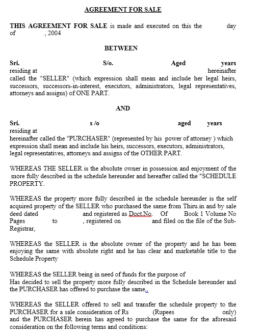 Selling Contract Template Example