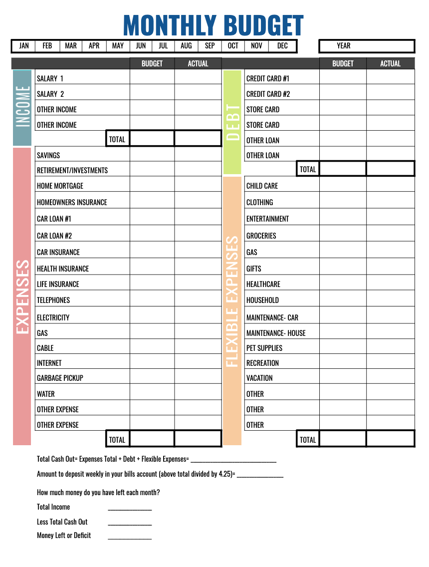 Semi monthly Home Budget Sheet Template Example