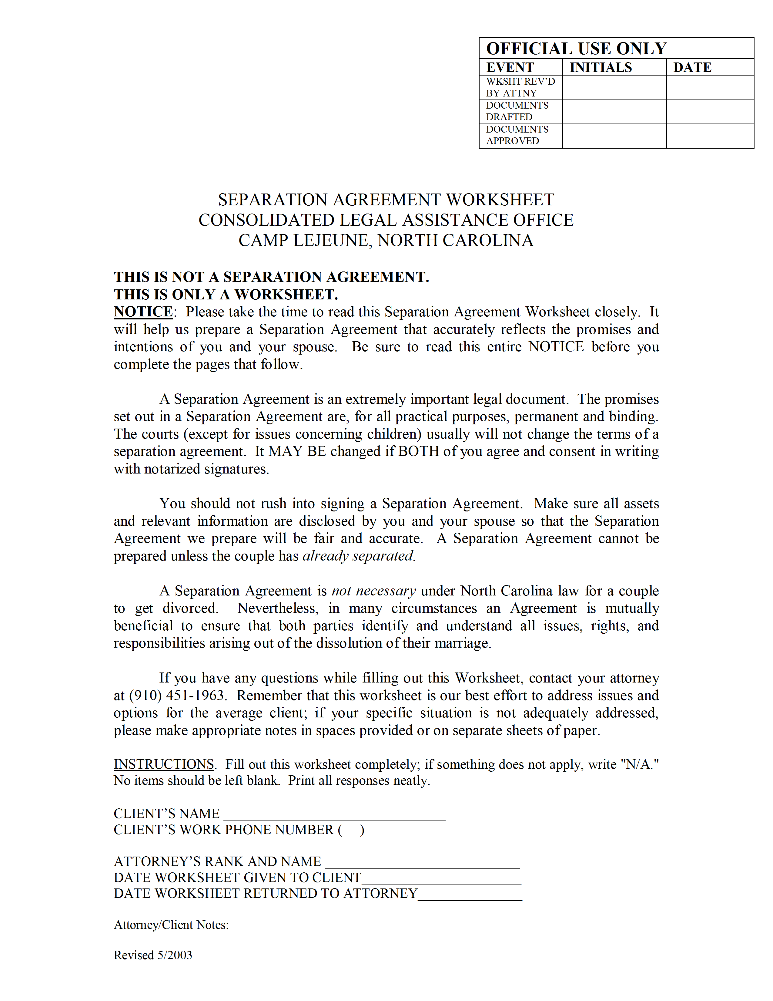 Separation Agreement Template Sample