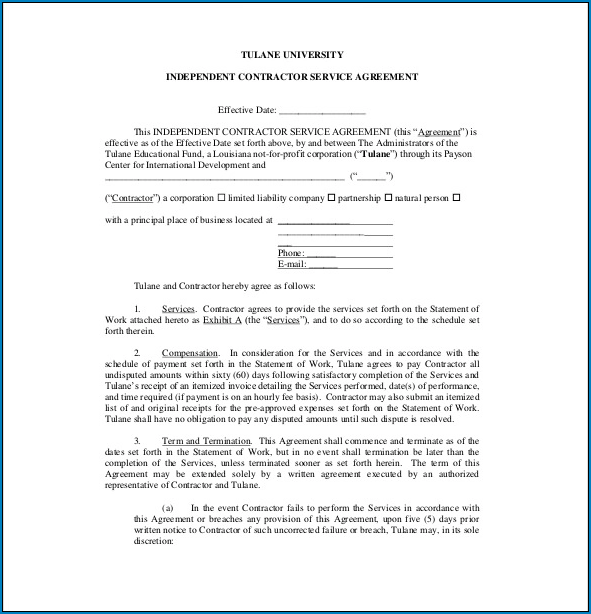 Service Agreement Contract Template Example