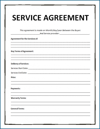 √ Free Printable Service Agreement Template