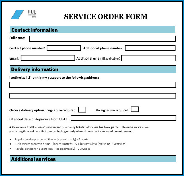 Service Order Template Sample