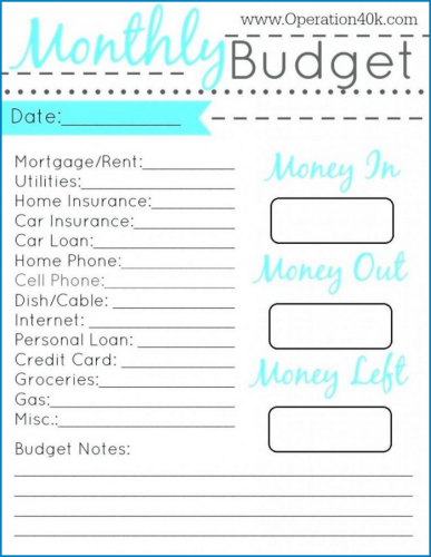 √ Free Printable Simple Budget Template