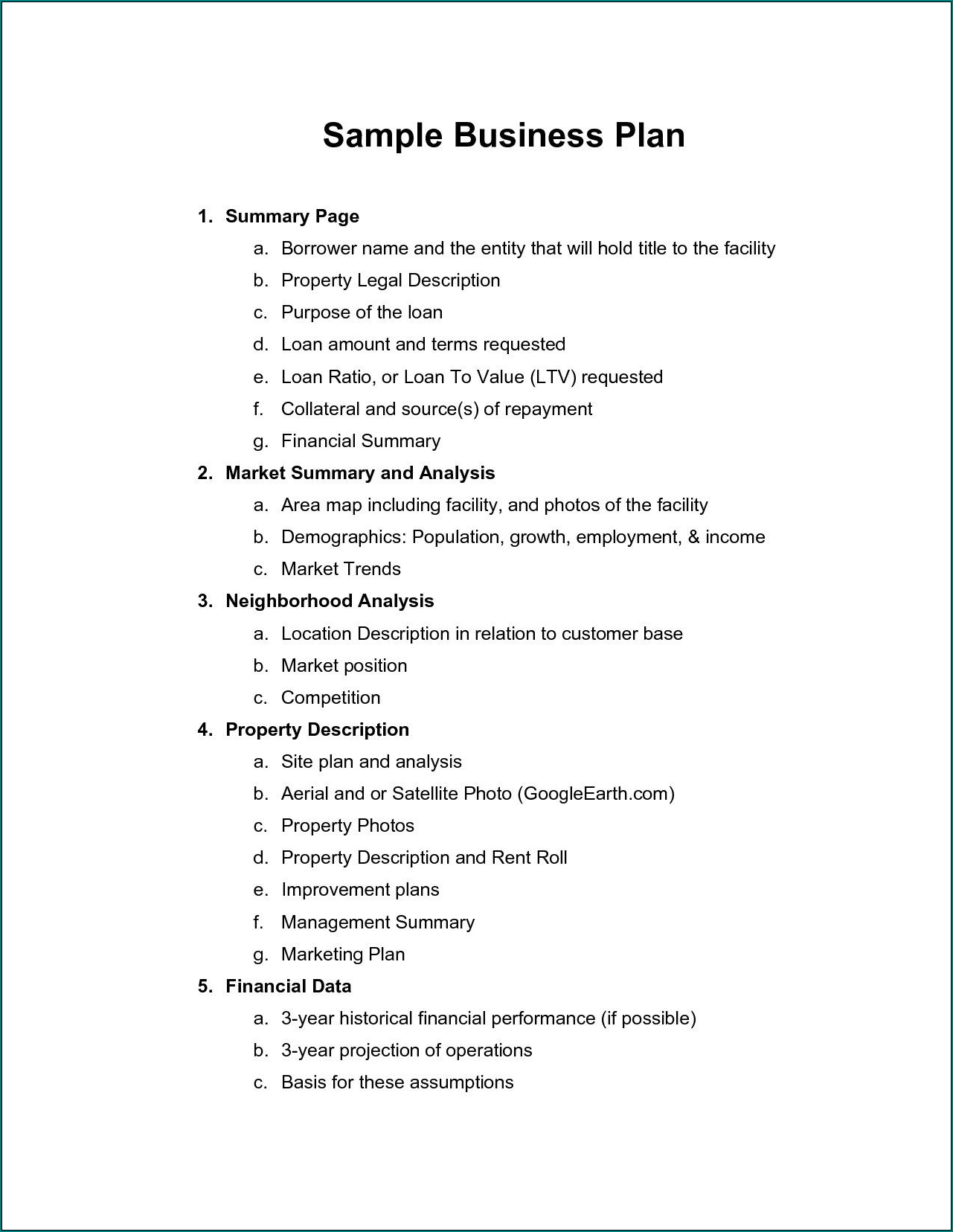 Simple Business Plan Template Example