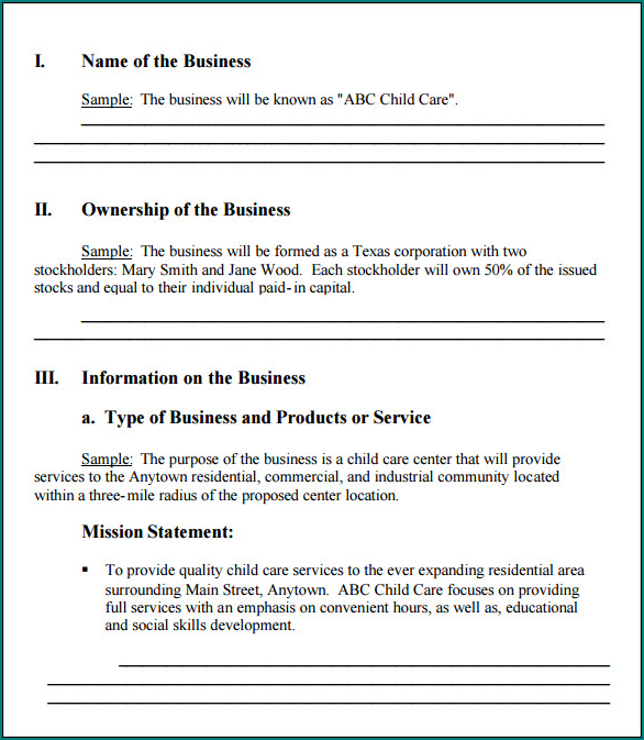 Simple Business Plan Template Sample