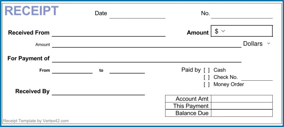 Simple Cash Receipt Template Example | Templateral