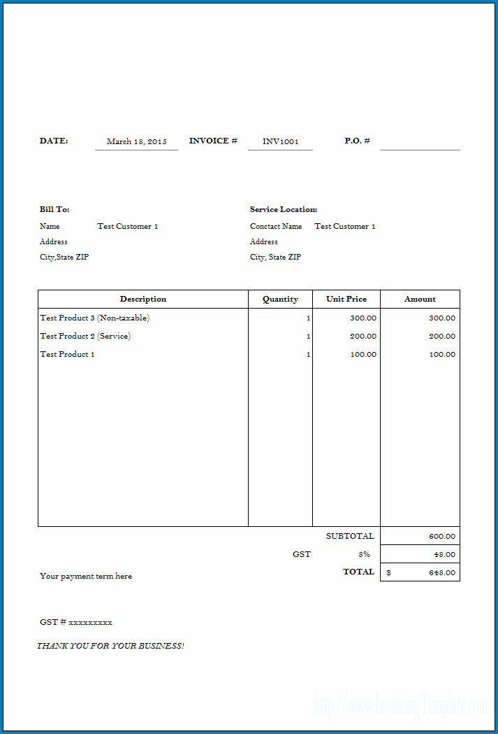 Simple Invoice Template Example