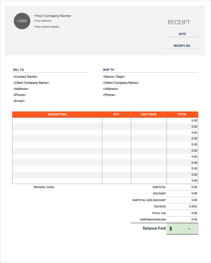 Simple Pawn Shop Receipt Template