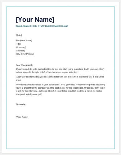 √ Free Simple Resume Cover Letter Template