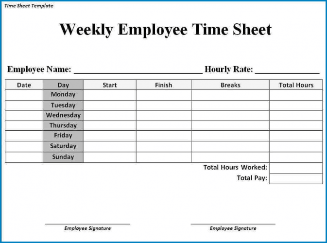 √ Free Printable Simple Timesheet Template