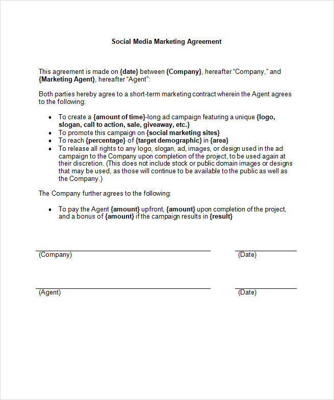 Social Media Agency Contract Template