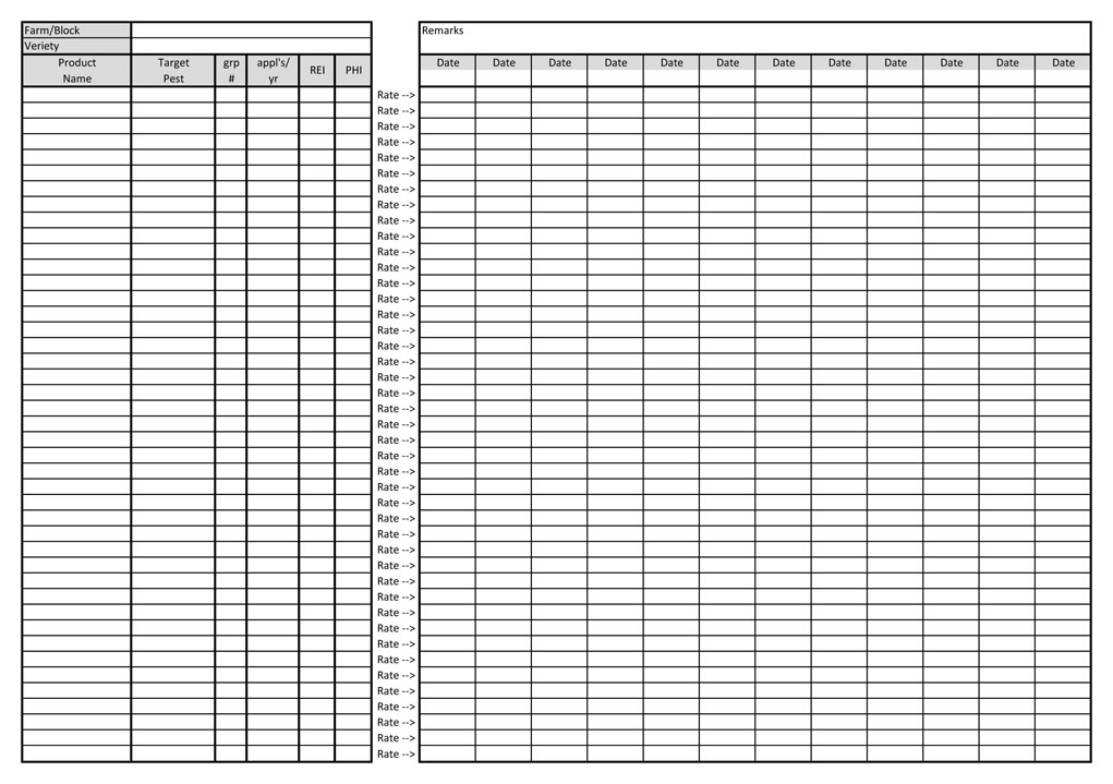 Spray Record Sheet Template Example