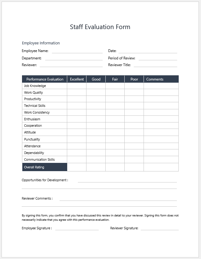 Staff Evaluation Form