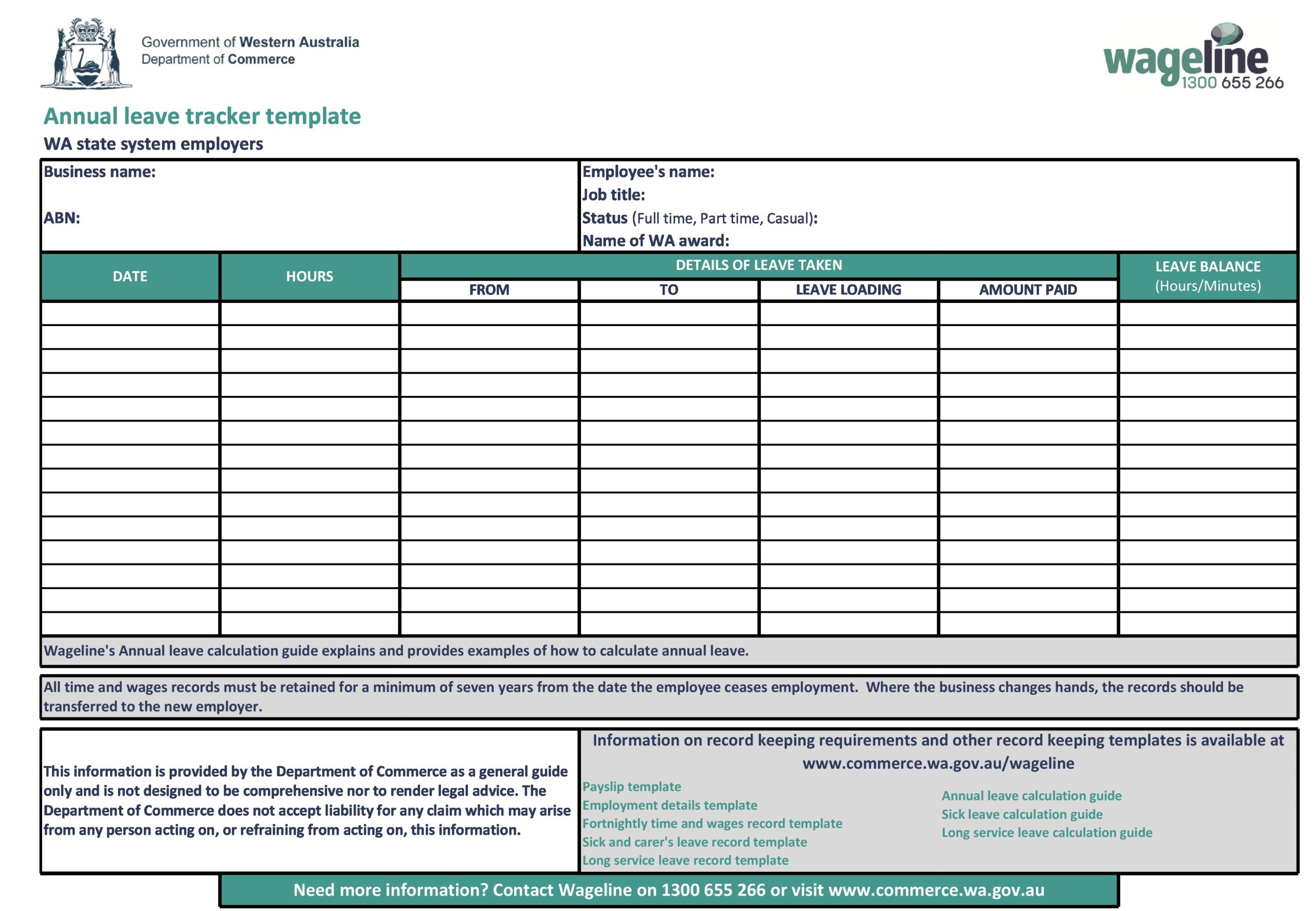 Staff Leave Register Template