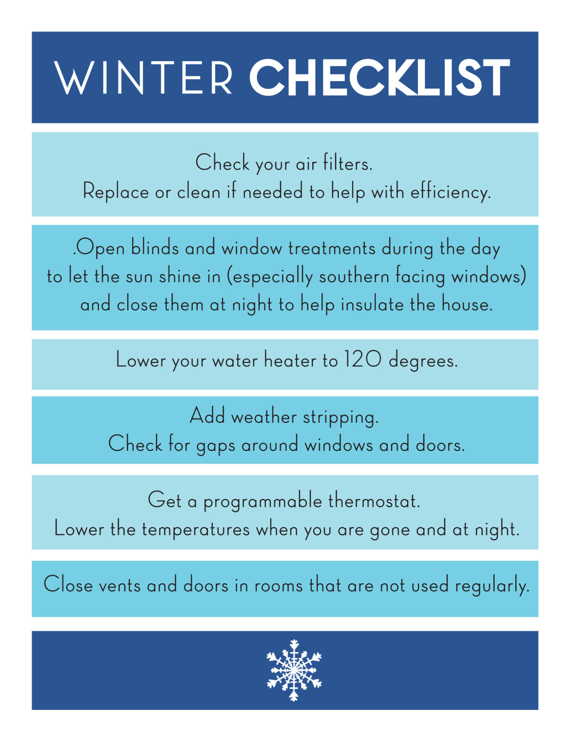 Start Of The Winter Family Checklist Template Example