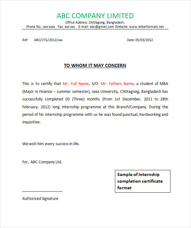 Summer Internship Certificate Template