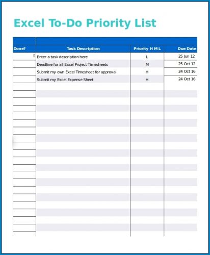 √ Free Printable Task List Template Excel