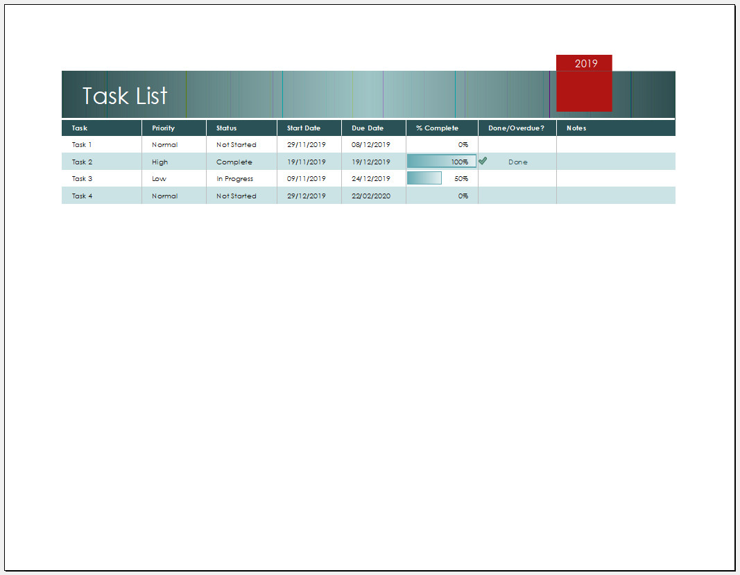 Free Printable Task List Template Excel