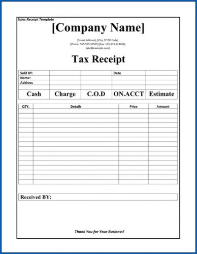 √ Free Printable Tax Receipt Template