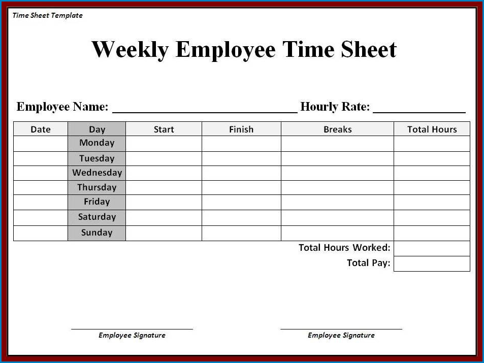 Time Card Template Sample