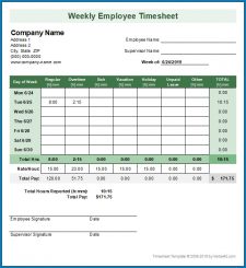 √ Free Printable Timesheet Template Excel