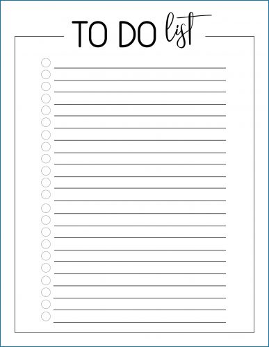 √ Free To Do List Printable Template