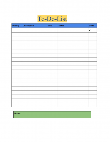 √ Free Printable To Do List Template Word