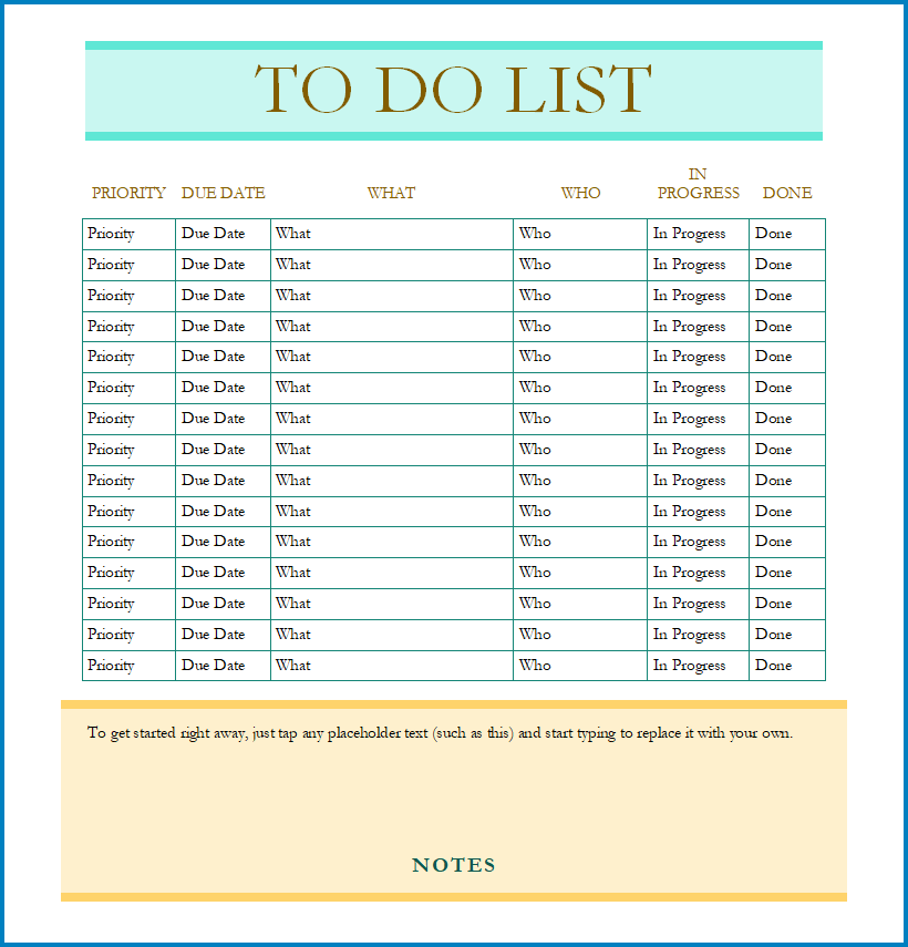 Free Printable To Do List Template Word