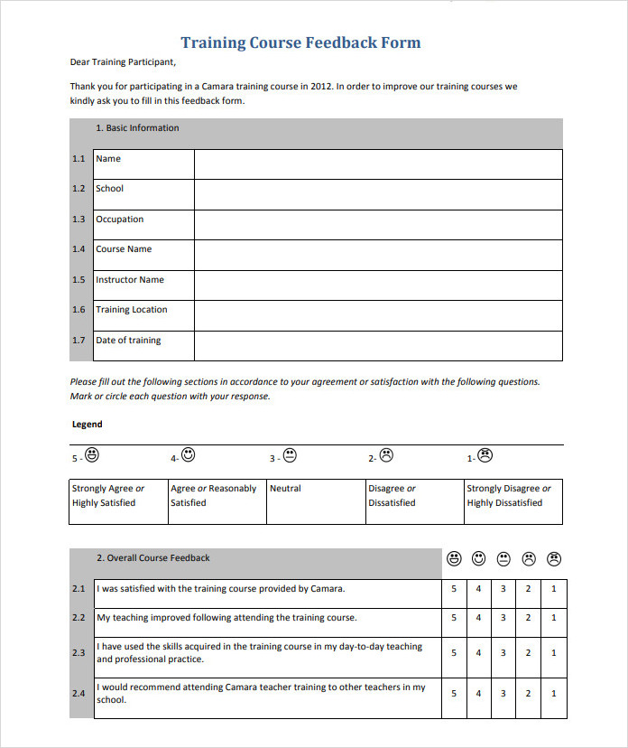 Training Course Feedback Form