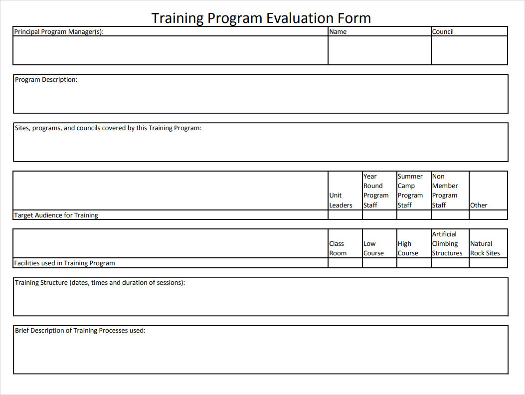 Training Program Evaluation Form