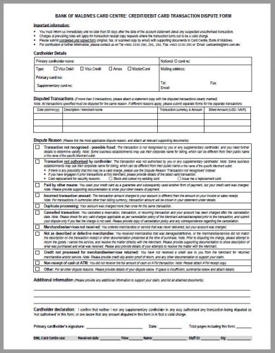 √ Free Printable Transaction Dispute Form