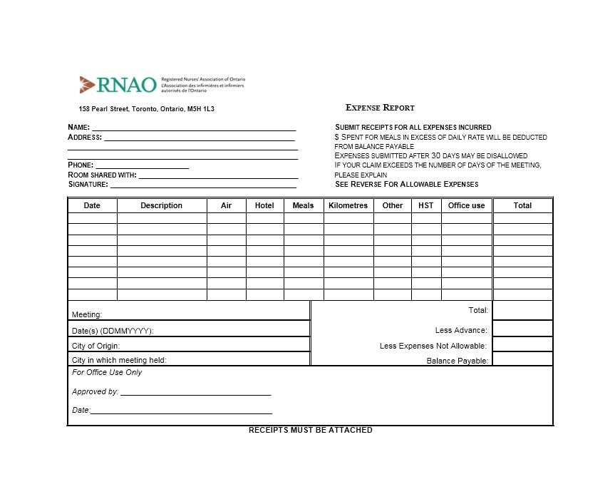 Travel Expense Report Template