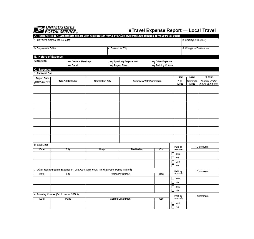 Travel Expense Report Template