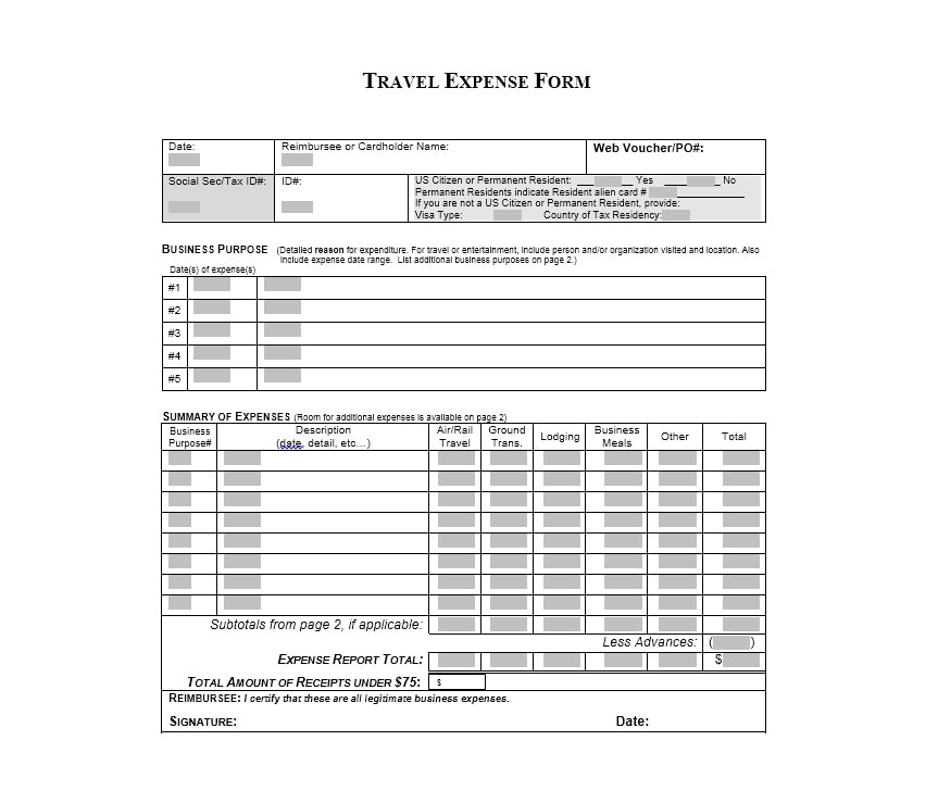 Travel Expense Report Template