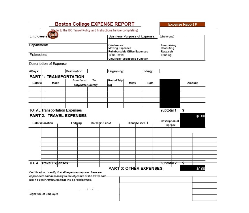 Travel Expense Report Template