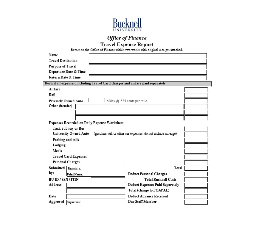 Travel Expense Report Template