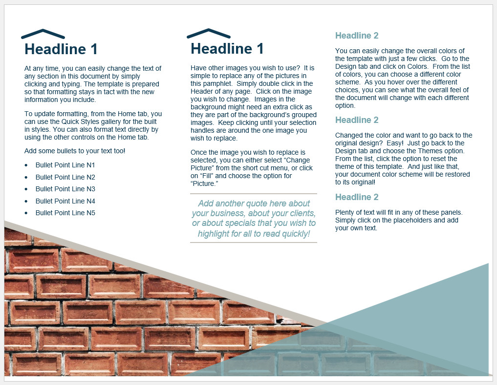 Free Printable Tri Fold Pamphlet Template