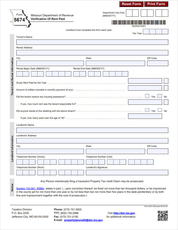 √ Free Printable Rental Verification Form