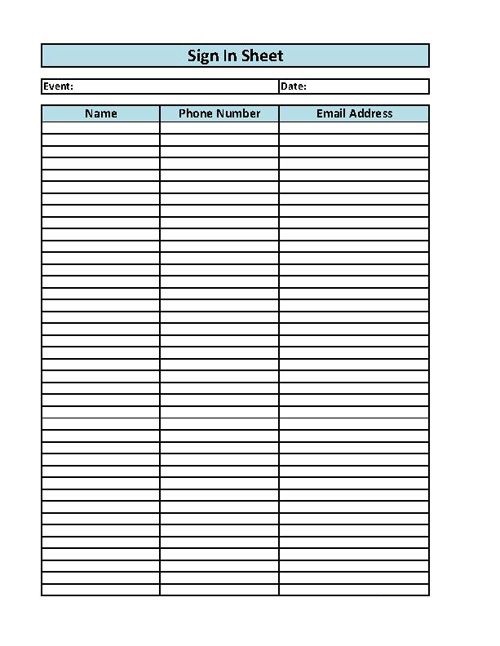 Volleyball Signup Sheet Template