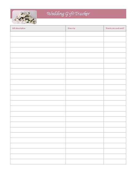 Wedding Gift List Template