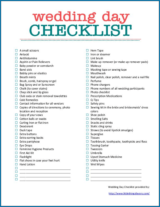 Wedding To Do List Template Sample