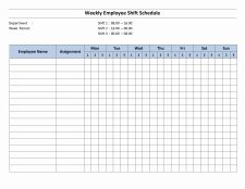 Weekly Hour Shift Schedule Template